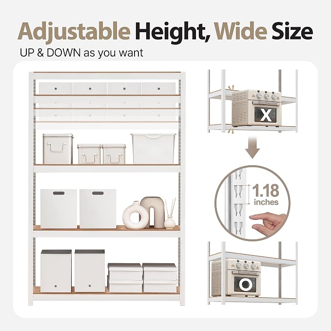 HOMEDANT House Lift-Beam White Boltless Heavy Duty Garage Storage Shelving - Image 8