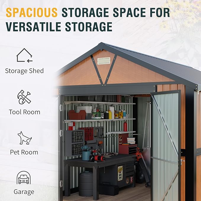 10x12 Ft Outdoor Metal Shed, Storage Garden Shed - Image 8
