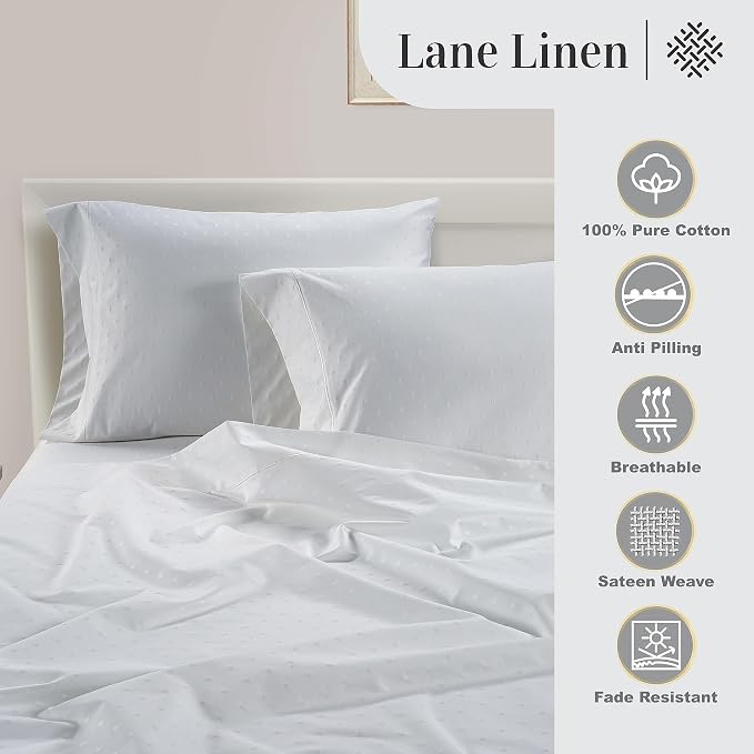 LANE LINEN Pillow Case Covers King, 100% Egyptian Cotton Sateen, Soft Cool & - Image 4