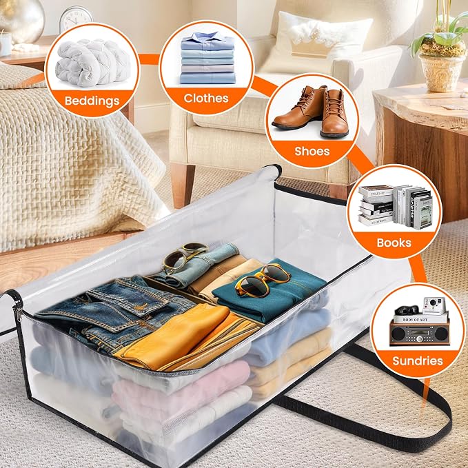 8 Pack Long Clear Storage Bags for Comforter, Clothes & Bedding, Plastic - Image 6