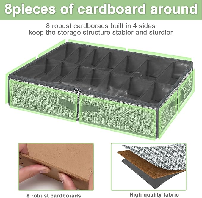 homyfort 28 Pairs Shoe Organizer Under Bed, Underbed Shoe Storage Boxes Bins - Image 2