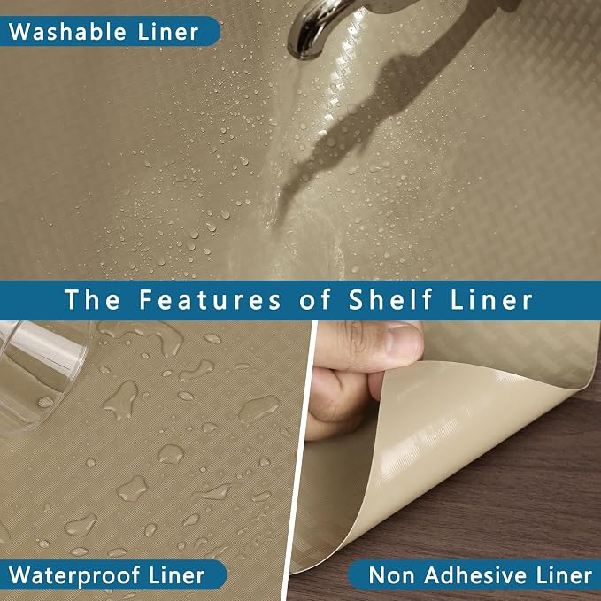 HooTown Kitchen Shelf Liner Drawer Liners, 11.8"W x 78.7"L Non-Adhesive Cabinet - Image 4