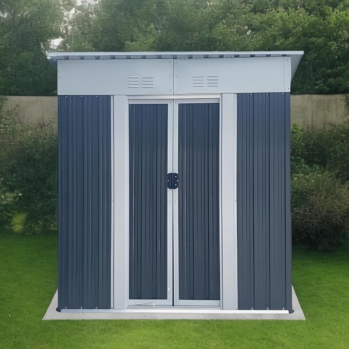 5' x 3' Outdoor Metal Storage Shed Outdoor Shed Galvanized Steel Garden Shed by Unknown