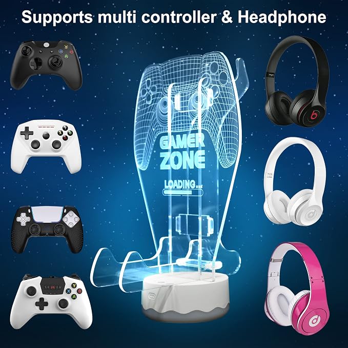 YuanDian Light up Headphone Controller Holder, 16 Colors 3D LED Lights Gamepad - Image 4