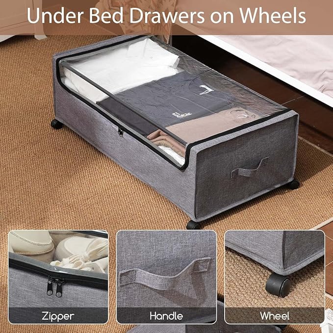 Under Bed Storage with Wheels, Under Bed Storage Containers, Underbed Shoe - Image 3