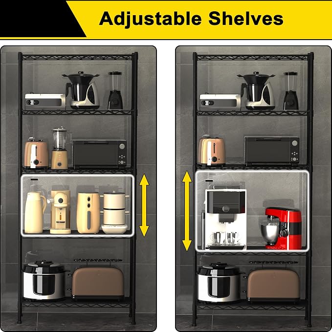 GIOTORENT 5-Wire Garage Shelving Storage Shelves, Metal Shelf Organizer 1400Lbs - Image 7