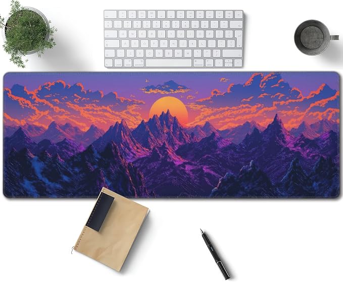 Purple Mountains Sunset Large Mouse Pad, Gaming Desk Mat, XL Keyboard Desk Pad by Unknown