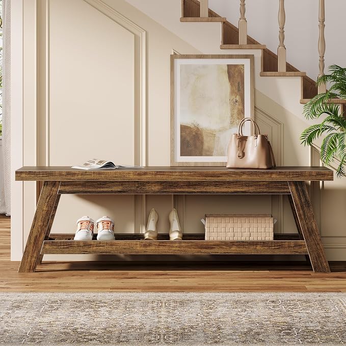 Tribesigns 55" Large Wood Entryway Bench - Image 3