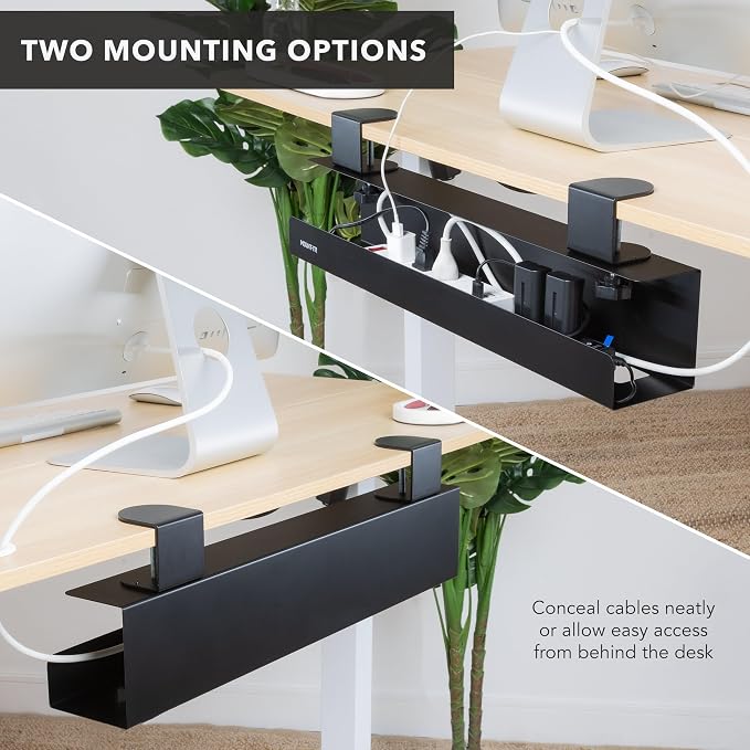 Mount-It! Clamp-On Under Desk Cable Management Tray – No-Drill Metal Cable - Image 7