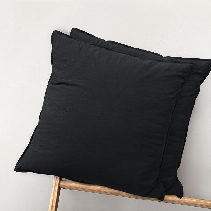 MooMee Throw Pillow Cover Pack of 2 100% Washed Cotton Linen Like Textured by MOOMEE