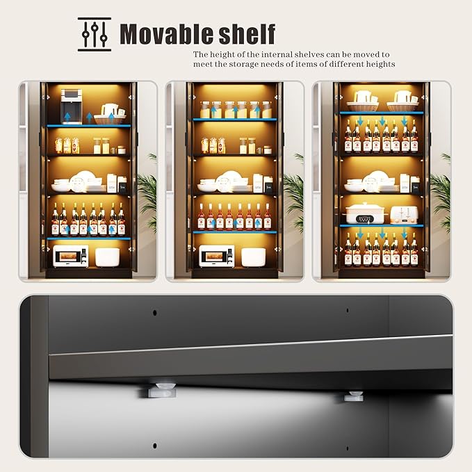 Display Cabinet with Doors and Adjustable Shelves, 5 Tier Display Case - Image 4