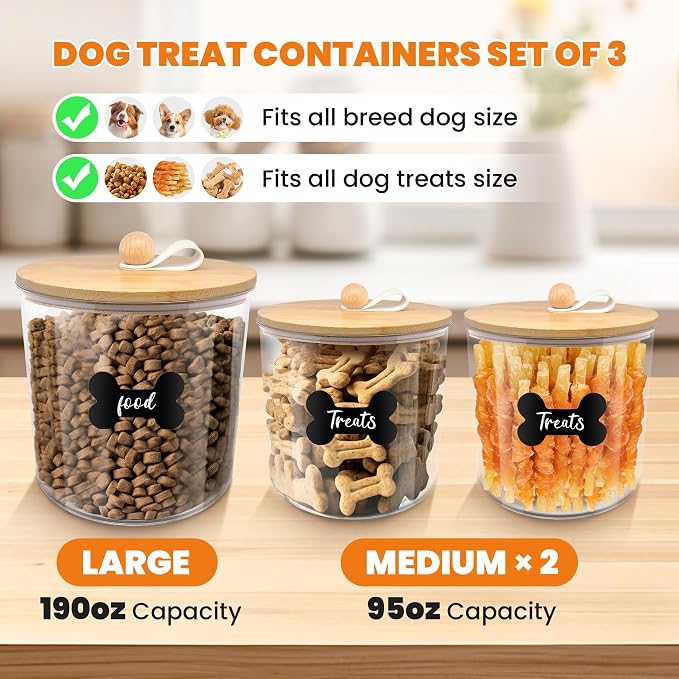 3 Pack Airtight Dog Food Storage Container, Dog Treat Container Dog Food - Image 4