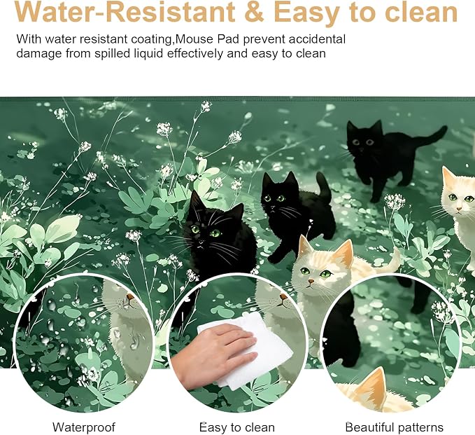 Large Mouse Pad, Cute Cat Gaming Mouse Pad Desk Mat, Non-Slip Base Extended - Image 5
