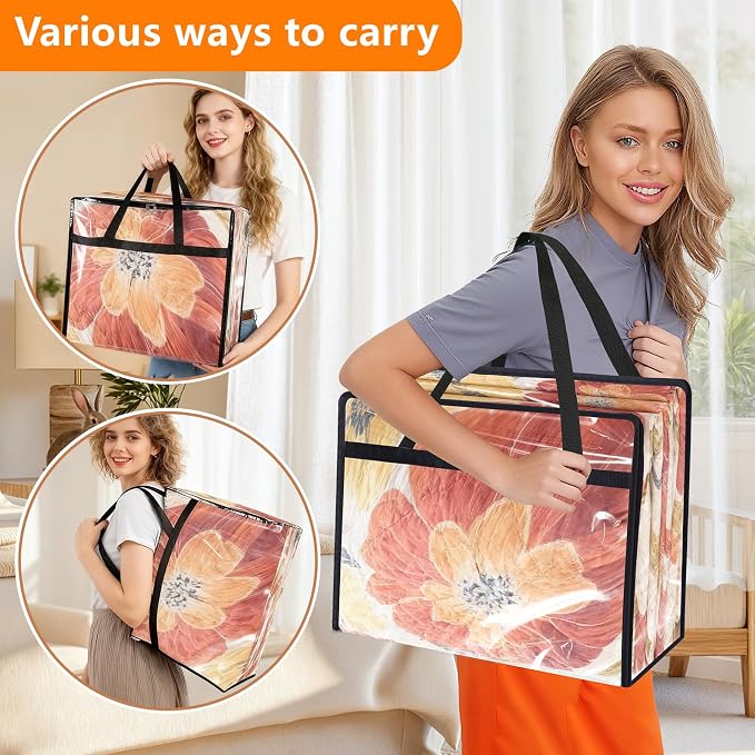 4 Pack Clear Clothes Storage Bags, Vinyl Blanket Storage Bag - Image 2