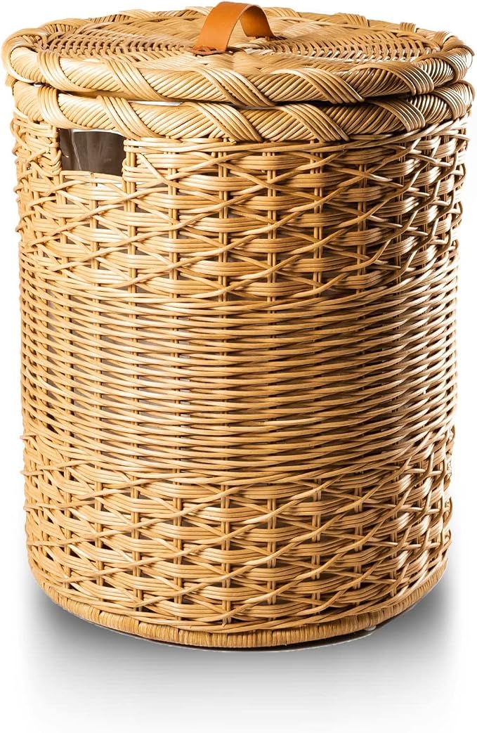 The Basket Lady Round Wicker Laundry Hamper, 19 in Dia x 25 in H by TheBasketLady