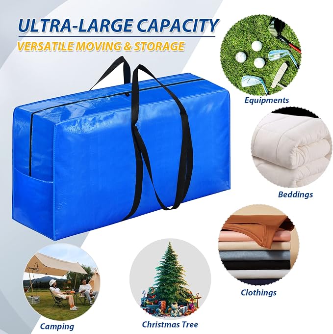155 Gallon Extra Large Storage Bags, Zippered Outdoor Cushion Furniture Storage - Image 5