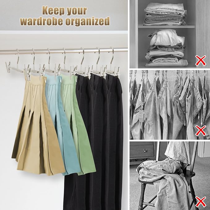 VWV 20-Pack Adjustable Women's Skirt and Pants Hangers, Space-Saving, Suitable - Image 6