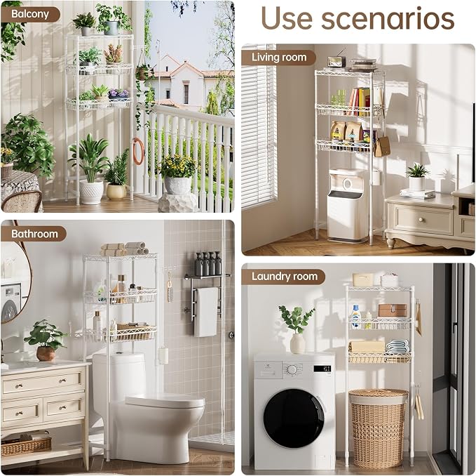 3-Tier Over-The-Toilet Storage Shelf, Heavy-Duty Adjustable Bathroom Rack - Image 4