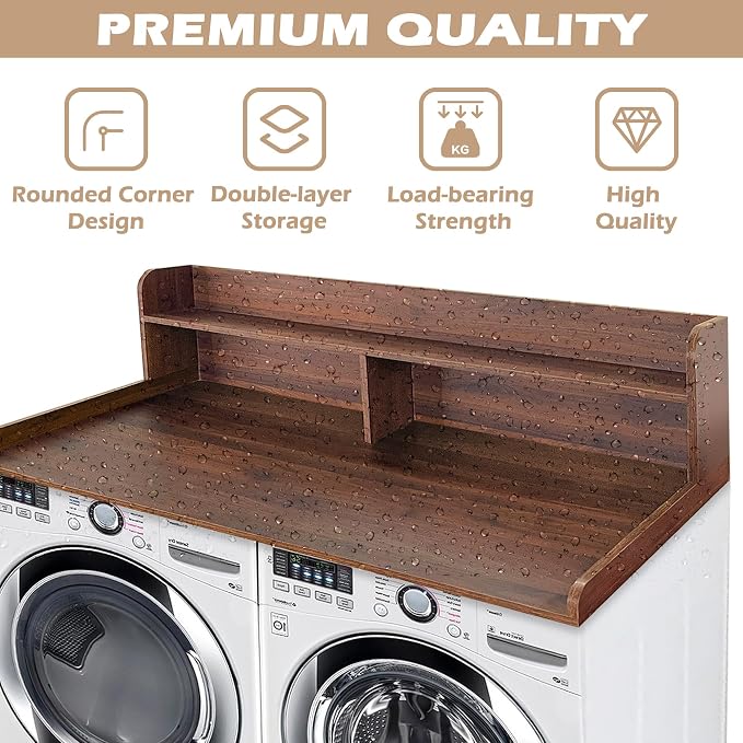 Royxen Laundry Countertop with 2-Tier Shelf Universal Fit, Washer and Dryer - Image 5