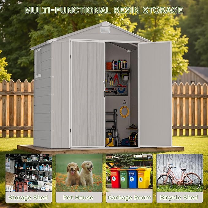 Greesum 6x4FT Plastic Outdoor Storage Shed - Image 4