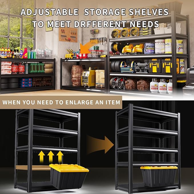 2 Pack Garage Shelving Heavy Duty Storage Shelves 2500LBS Adjustable Garage - Image 6