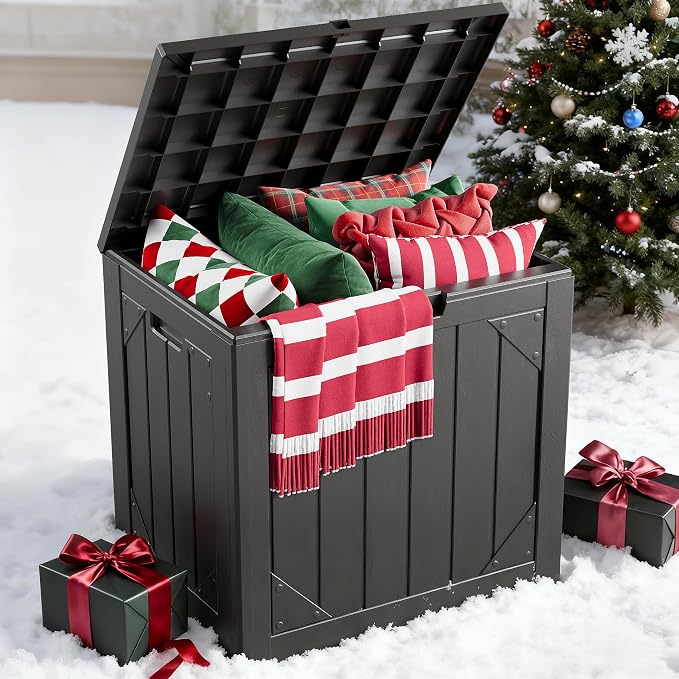 31 Gallon Outdoor Storage Box, Lockable Resin Deck Box by HomePage