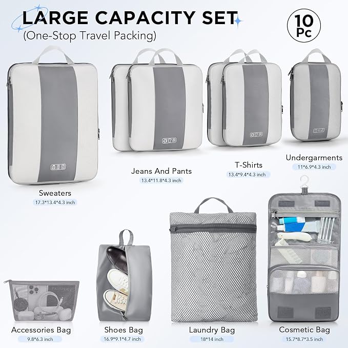 10 Set Compression Packing Cubes - Image 2