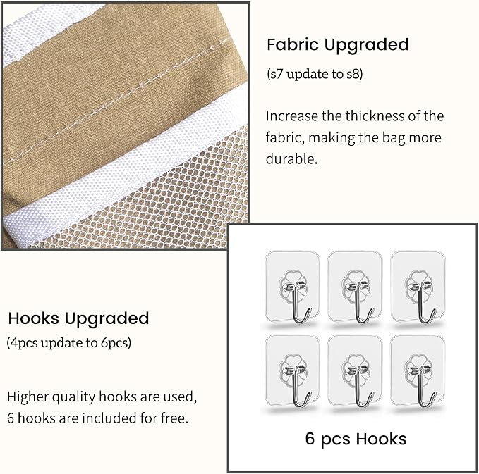 2pcs Middle Wall Hanging Organizer Bag, Linen Fabric Door Hanging Storage Basket - Image 4