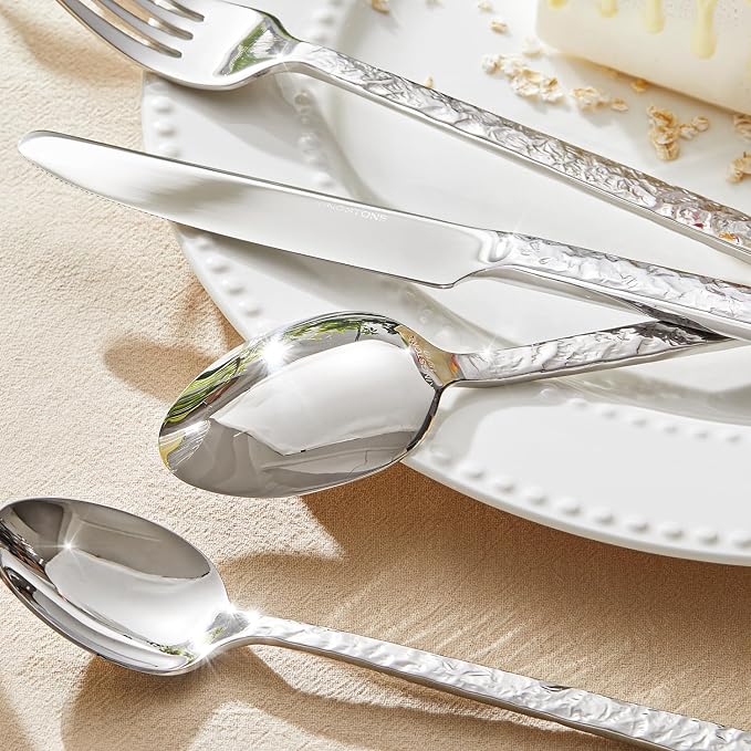 KINGSTONE 40 Pcs Hammered Silverware Set - Image 6