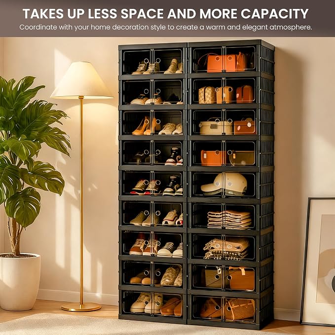 Foldable Shoe Organizer Storage Box, Portable Extra Large Folding Shoe Rack - Image 4