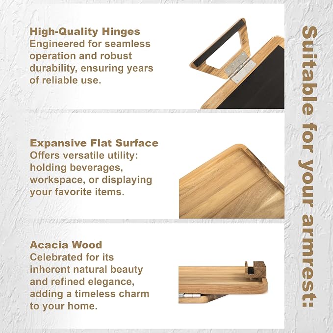 Acacia Wood Arm Table, Couch Arm Tray - Image 7