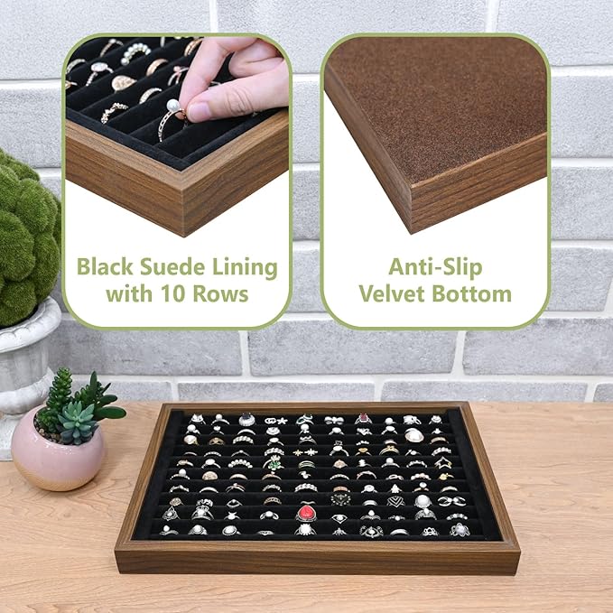 MOOCA 2 Pcs Wooden Ring Display Tray Set - Image 4