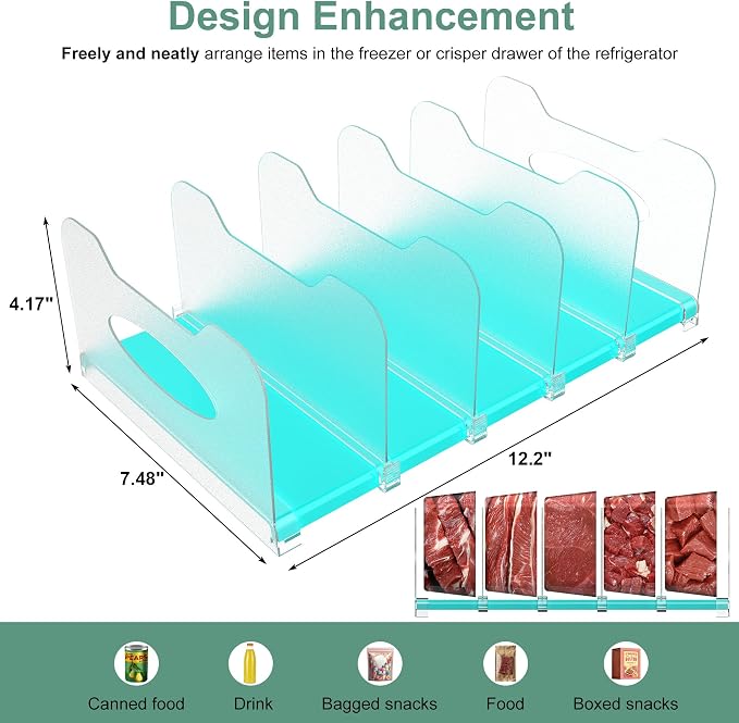 Freezer Organizer 12” Visible Fridge Organizer Rack - Image 3