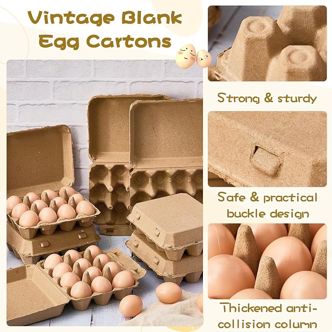 Rtteri 25 Pieces Paper Pulp Egg Cartons 3x4 Style Vintage Blank Egg Cartons - Image 3