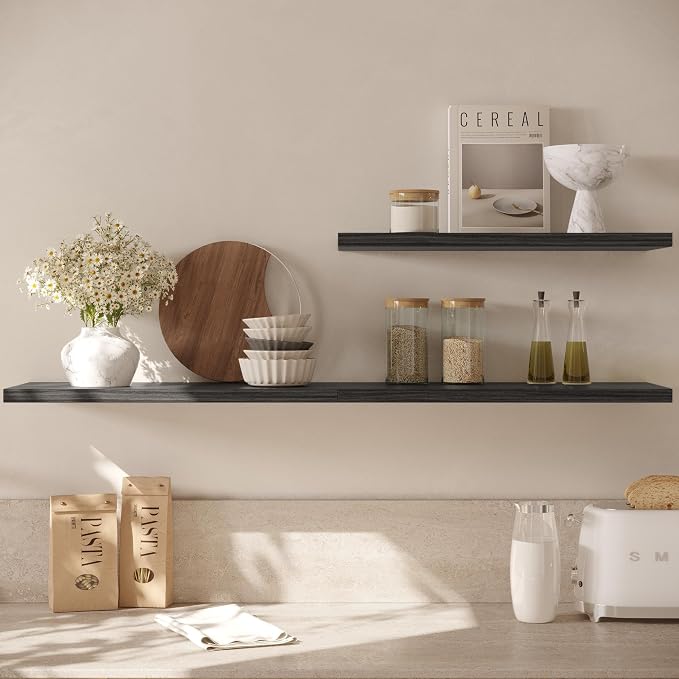Wall Shelf Set of 3, Dark Wood Floating Shelves 30 in W x 10 in D x 1 in H - Image 8