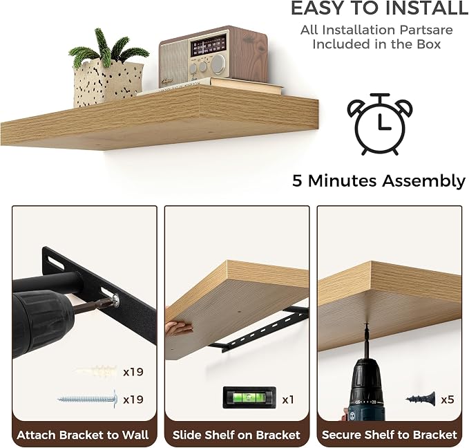 Floating Shelves for Wall, Engineered Wood Wall Shelves - Image 6