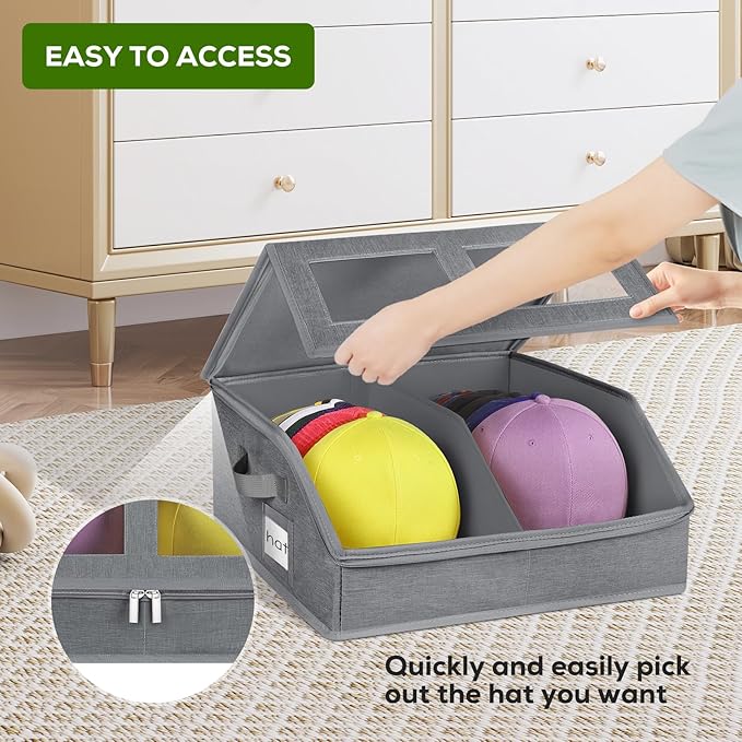 Hat Storage for Baseball Caps-Holds Up to 24 Caps, Hat Organizer for Closet - Image 5