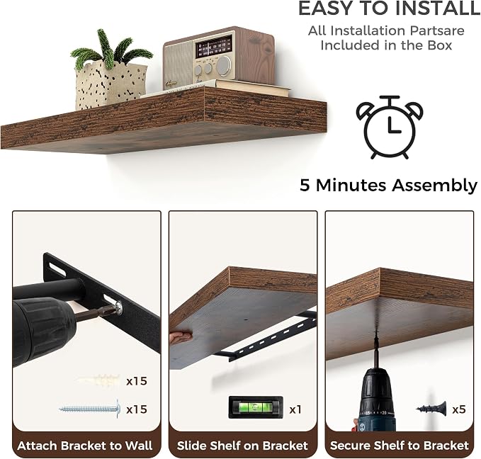 Floating Shelves for Wall, Engineered Wood Wall Shelves - Image 6