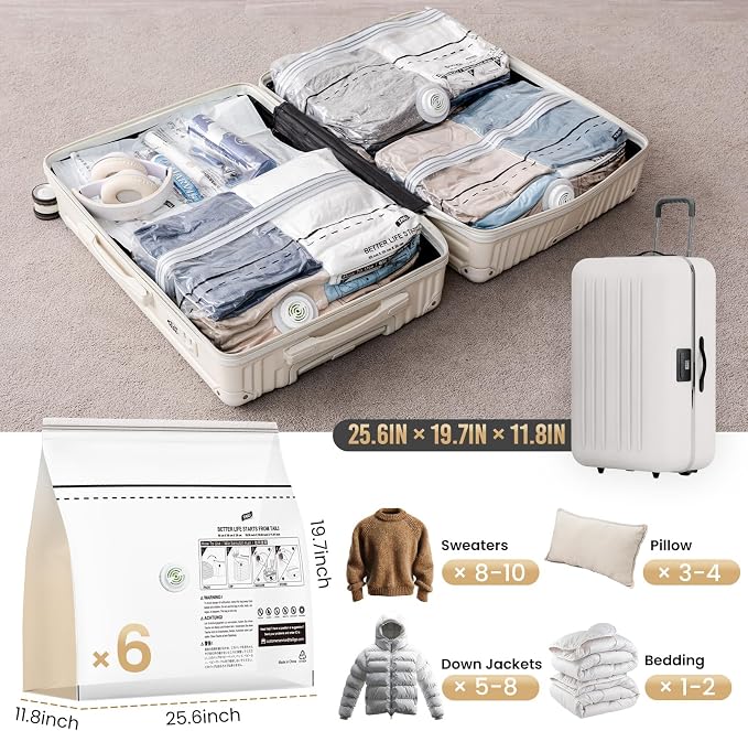 TAILI 6 Pack Cube Vacuum Storage Bags, Medium Size, Vacuum Seal Bags - Image 2