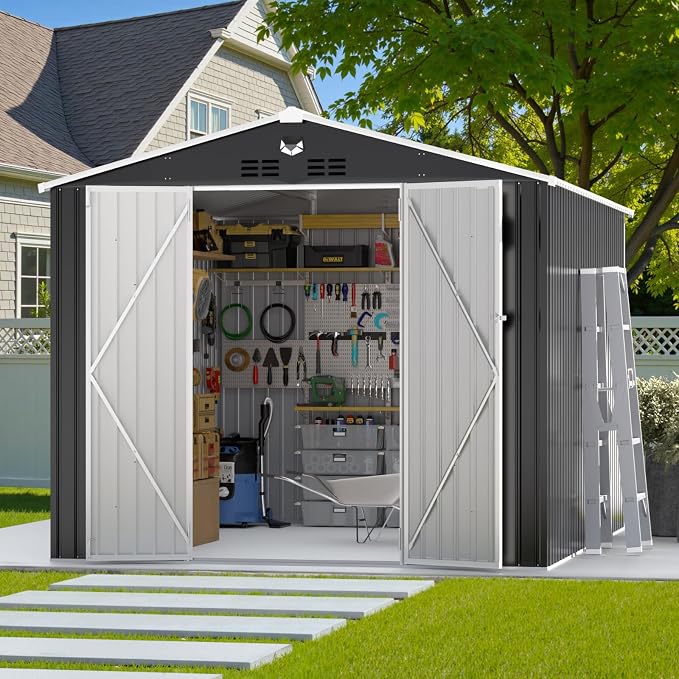 10x12 FT Outdoor Storage Shed, Metal Garden Shed - Image 3