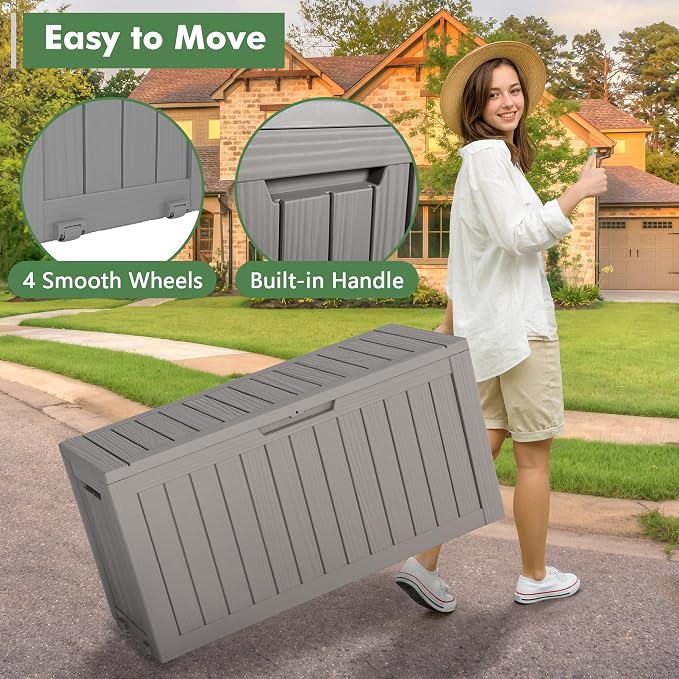 72 Gallon Deck Box Lockable Resin Outdoor Storage Box waterproof Outdoor - Image 3