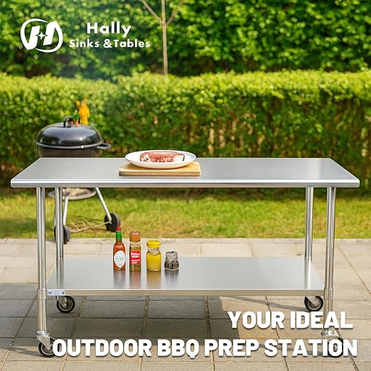 Hally Stainless Steel Table for Prep & Work 24 x 30 Inches - Image 3