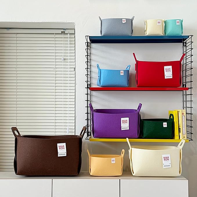 Collapsible Felt CHARCOL Storage Bin Small 7.1"x5.1"x5.1" – Foldable Basket - Image 4