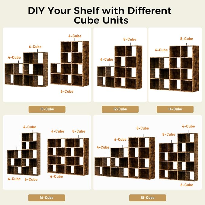 COMHOMA 6 Wood Cube Storage Organizer - Image 6