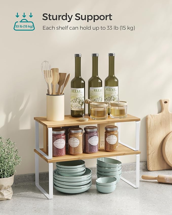 SONGMICS Cabinet Organizer Shelf, Kitchen Storage, Spice Rack, Expandable - Image 5