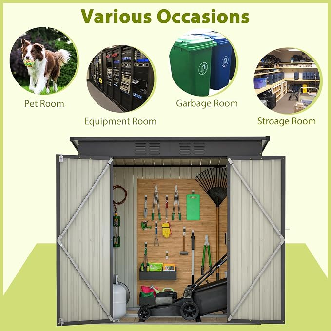 4x6 ft Metal Shed Outdoor Storage Shed, Metal Steel Utility Tool Shed Storage - Image 4