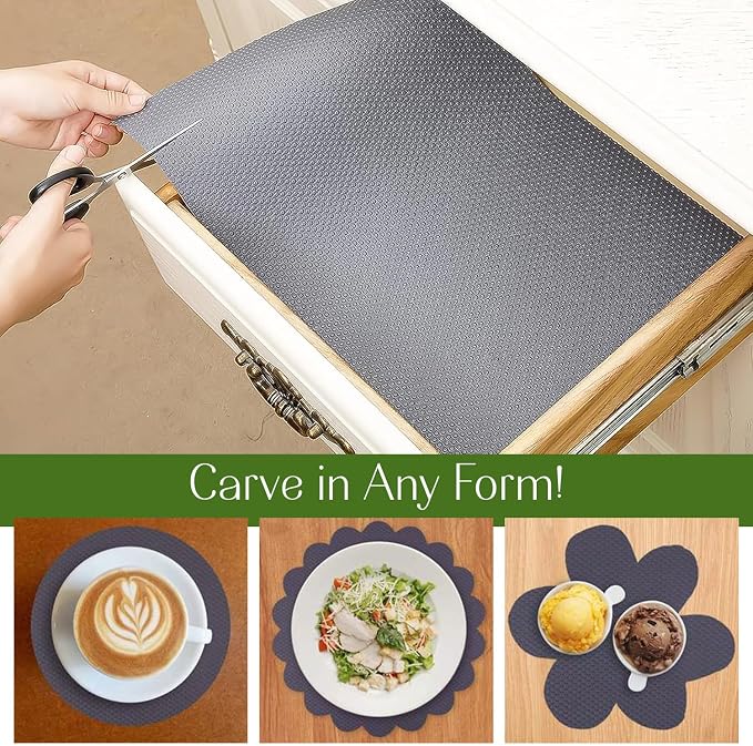 EVALAND Shelf Liners for Kitchen Cabinets Non-Adhesive 17.7" x 33 FT Grey - Image 4