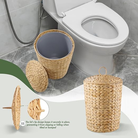 BLUEWEST 4.5 Gallons Wicker Trash Can - Image 5