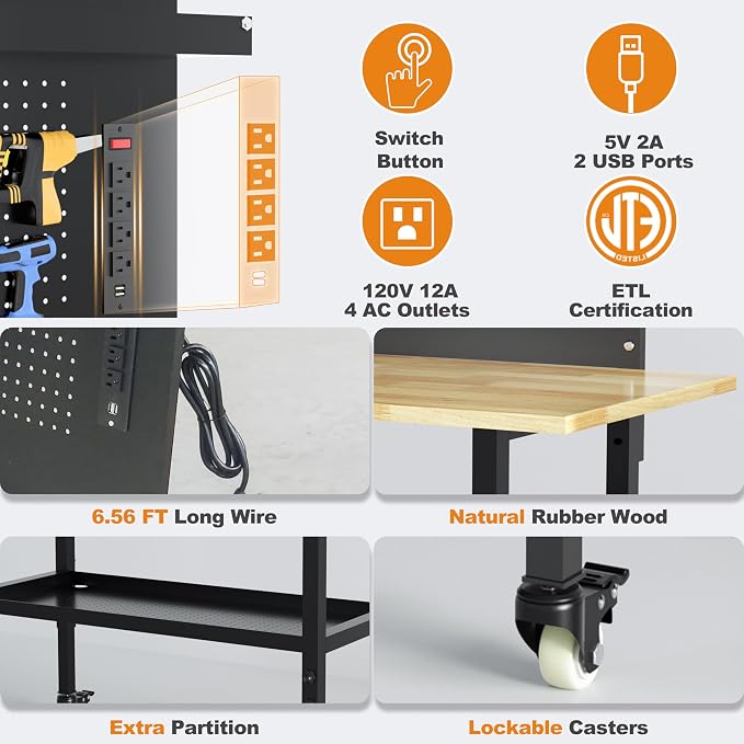 60" Heavy Duty Adjustable Workbench - Image 4