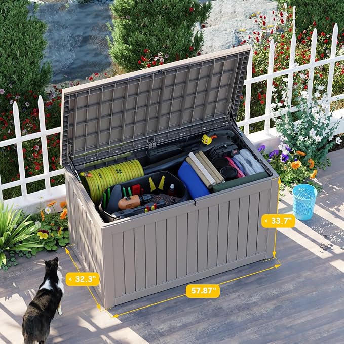 280 Gallon Resin Deck Box, Lockable Patio Outdoor Storage Box - Image 5